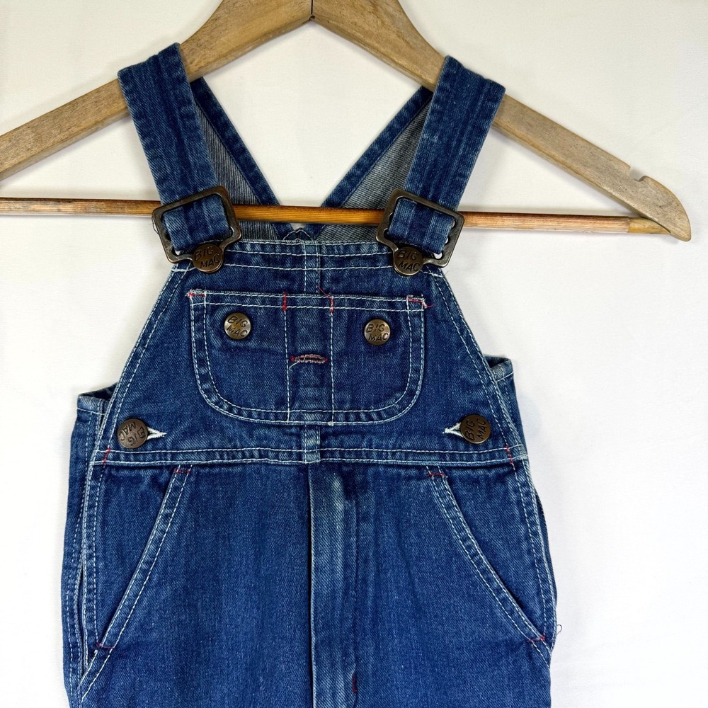Vintage Big Mac by JCPenney Overalls Toddler Boys 3T Blue Denim Cotton Classic - Picture 2 of 8